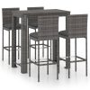 5 részes szürke polyrattan kerti bárszett párnákkal