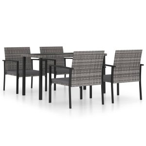 5 részes szürke polyrattan kerti étkezőgarnitúra