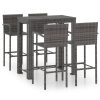5 részes szürke polyrattan kültéri bárszett kartámasszal