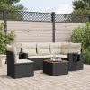 6 részes fekete polyrattan kerti ülőgarnitúra párnákkal