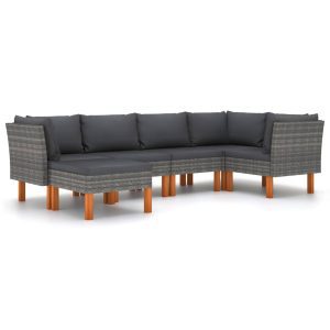 6 részes szürke polyrattan kerti ülőgarnitúra párnákkal