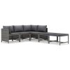 6 részes szürke polyrattan kerti ülőgarnitúra párnákkal