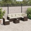7 részes barna polyrattan kerti ülőgarnitúra párnákkal
