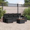7 részes fekete polyrattan kerti ülőgarnitúra párnával