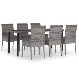 7 részes szürke polyrattan kerti étkezőgarnitúra