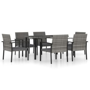 7 részes szürke polyrattan kerti étkezőgarnitúra