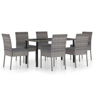 7 részes szürke polyrattan kerti étkezőgarnitúra