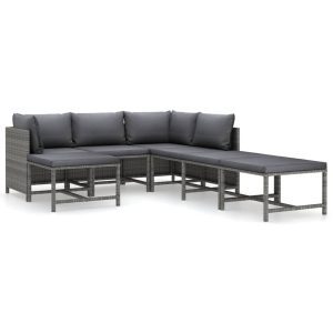 7 részes szürke polyrattan kerti ülőgarnitúra párnákkal