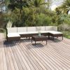 8 részes barna polyrattan kerti bútorszett párnákkal