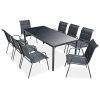 9-részes fekete kültéri acél étkezőkészlet