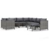 9 részes szürke polyrattan kerti bútorszett párnákkal
