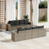 9-részes szürke polyrattan kerti ülőgarnitúra párnákkal