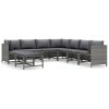 9 részes szürke polyrattan kerti ülőgarnitúra párnákkal