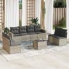 9 részes világosszürke polyrattan kerti ülőgarnitúra párnával