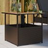 Barna polyrattan kerti asztal napernyőlyukkal 55x55x46
