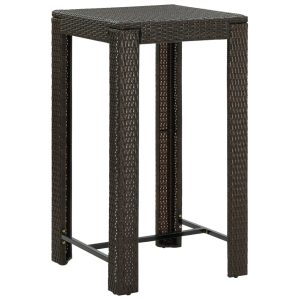 Barna polyrattan kerti bárasztal 60