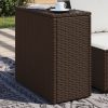Barna polyrattan kerti kisasztal üveg lappal 58 x 27
