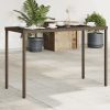Barna polyrattan üveglapos kerti asztal 115x54x74 cm