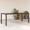 Barna polyrattan üveglapos kerti asztal 190 x 90 x 75 cm