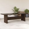 Barna polyrattan üveglapos kerti asztal 240 x 90 x 75 cm