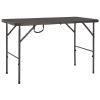 Barna rattan hatású hdpe összecsukható kerti asztal 120x60x74cm