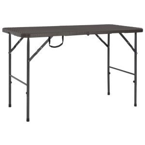 Barna rattan hatású hdpe összecsukható kerti asztal 120x60x74cm