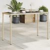 Bézs polyrattan üveglapos kerti asztal 115x54x74 cm