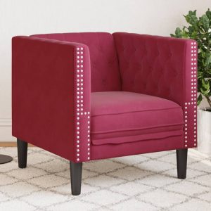 Bordó bársony chesterfield kanapéfotel