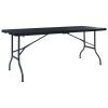 Fekete hdpe rattan szerű összecsukható kerti asztal 180x75x72cm
