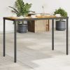 Fekete polyrattan akácfa lapos kerti asztal 115x54x74 cm