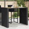 Fekete polyrattan akácfa lapos kerti asztal 145 x 80 x 110 cm
