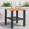 Fekete polyrattan és akácfa kerti asztal 40 x 40 x 42 cm