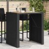 Fekete polyrattan kerti asztal akácfa lappal 105 x 80 x 110 cm