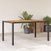 Fekete polyrattan kerti asztal akácfa lappal 150 x 90 x 75 cm