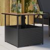 Fekete polyrattan kerti asztal napernyőlyukkal 55x55x46