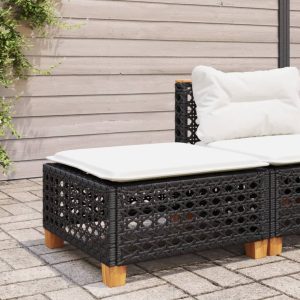Fekete polyrattan kerti szék párnával 63