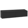 Fekete polyrattan kerti tárolóláda 220x50x58 cm