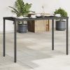 Fekete polyrattan üveglapos kerti asztal 115x54x74 cm