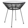 Fekete rattan és üveg kerti étkezőasztal ø70 x 74 cm
