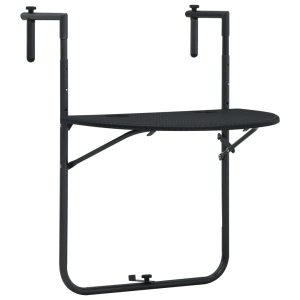 Fekete rattan hatású műanyag függő erkélyasztal 60x64x83