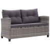 Kétszemélyes szürke polyrattan kerti kanapé párnákkal 124 cm
