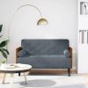 Sötétszürke bársony loveseat kanapé párnákkal 110 cm