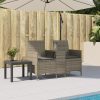 Szürke polyrattan 2 személyes kerti kanapé asztallal