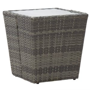 Szürke polyrattan és edzett üveg teázóasztal 41