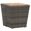 Szürke polyrattan és tömör akácfa teázóasztal 41