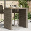 Szürke polyrattan kerti asztal akácfa lappal 105 x 80 x 110 cm