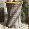 Szürke polyrattan kerti dob alakú kisasztal