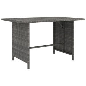 Szürke polyrattan kerti étkezőasztal 110 x 70 x 65 cm