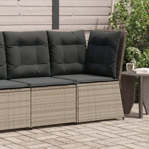 Szürke polyrattan kerti sarokkanapé párnával