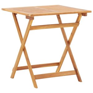 Tömör akácfa összecsukható kerti asztal 70 x 70 x 75 cm